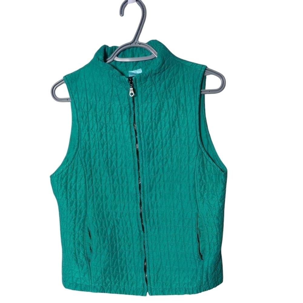 Kiko Comfort Women’s Teal Quilted Vest 100% Silk Size Small